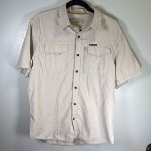 Field & Stream Men's Tan Short Sleeve Fishing Shirt‎ Size Large